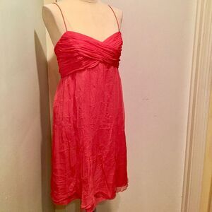 Amsale Coral Empire Waist Silk Chiffon Dress 10